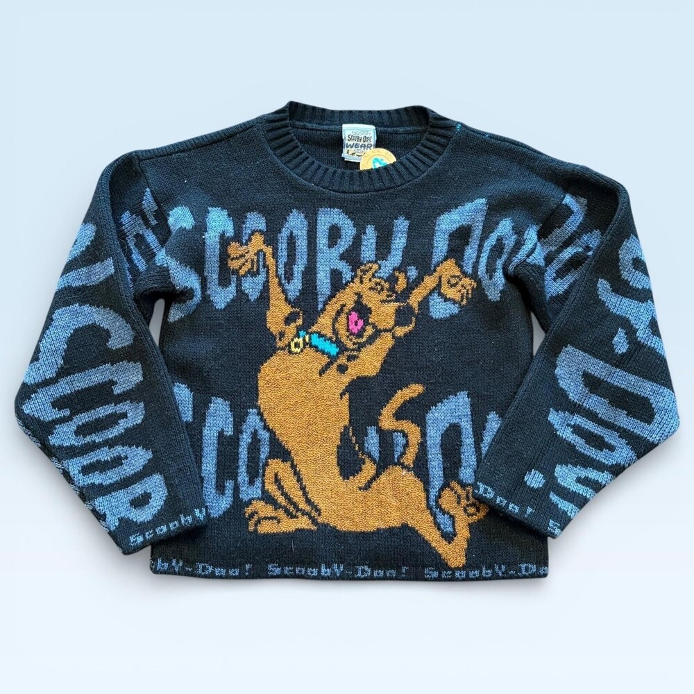 Vtg Scooby-Doo Wear Sweater Kids 10-12 Knit Cartoon 90s
